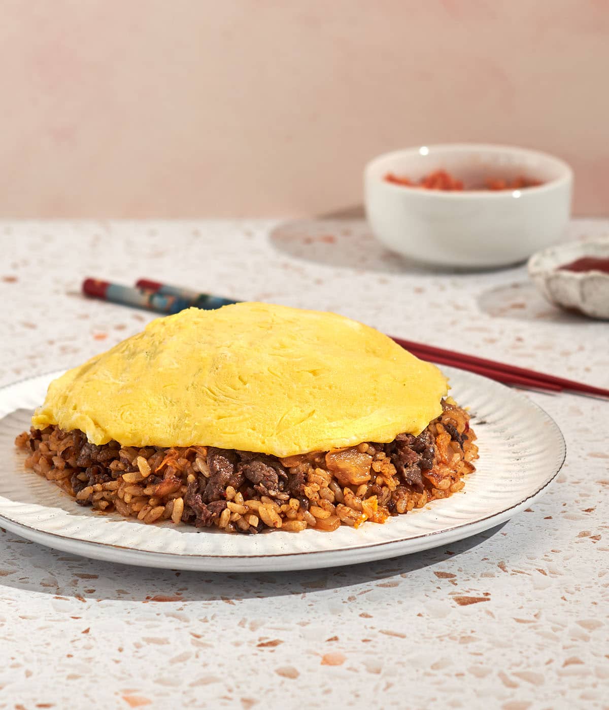 omurice with kimchi fried rice