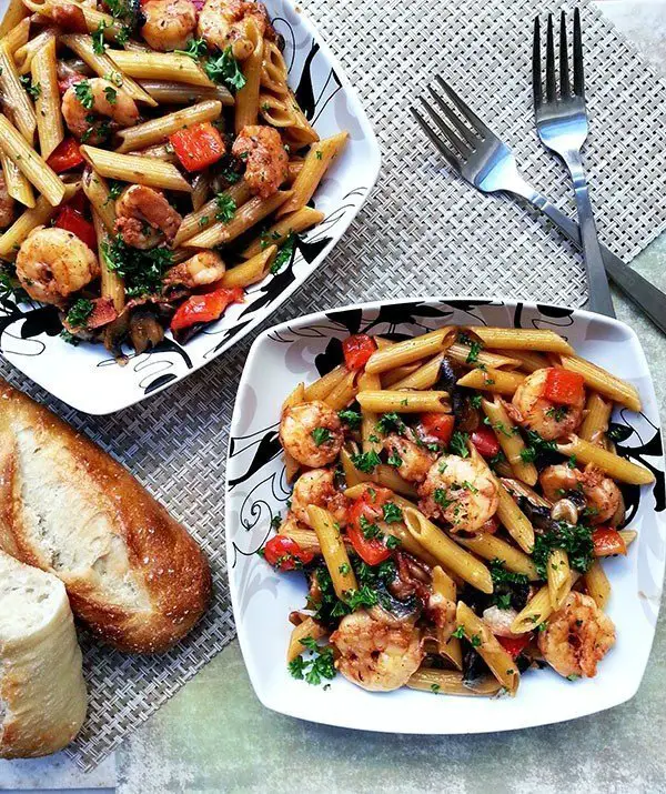 skillet toasted penne with cajun shrimp