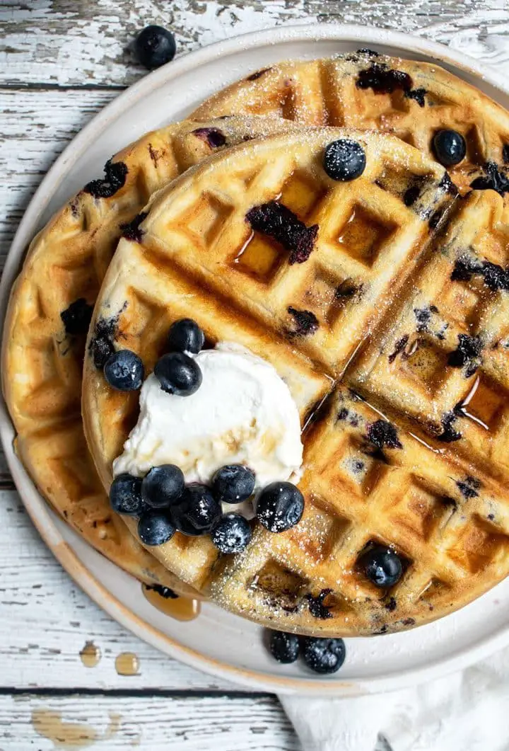 Rosewater Blueberry Waffles - Cherry on my Sundae