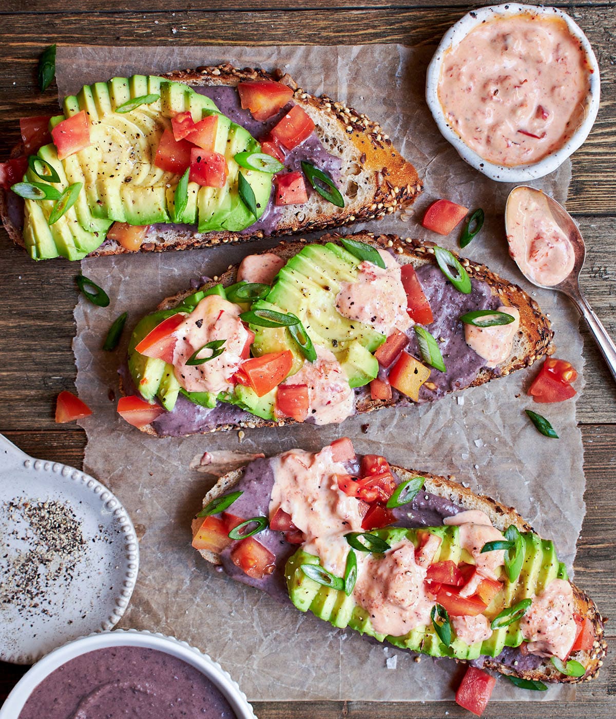 black bean hummus tartine