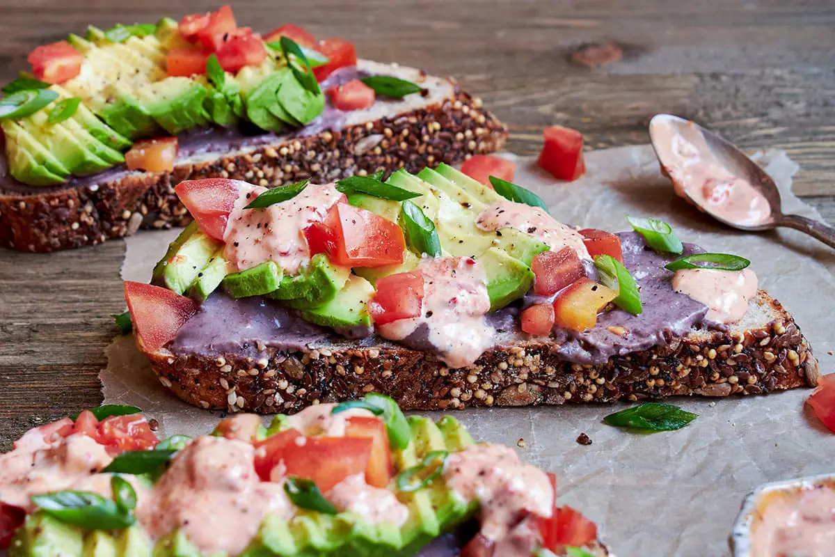 black bean hummus tartine