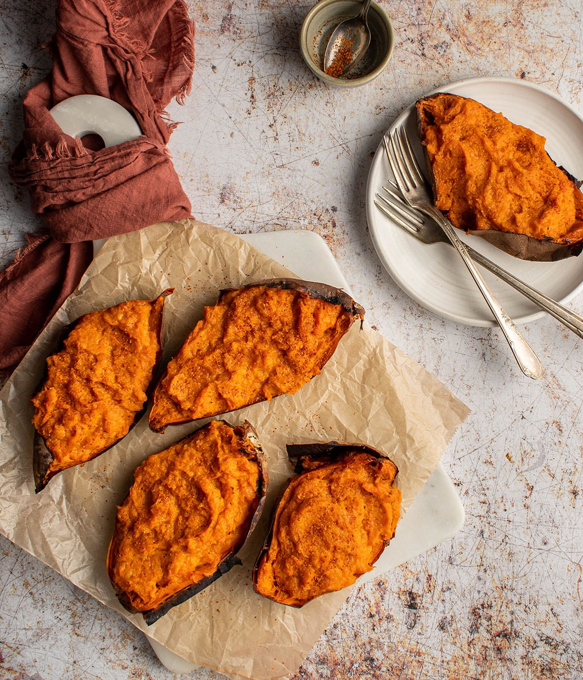 twice baked miso sweet potatoes