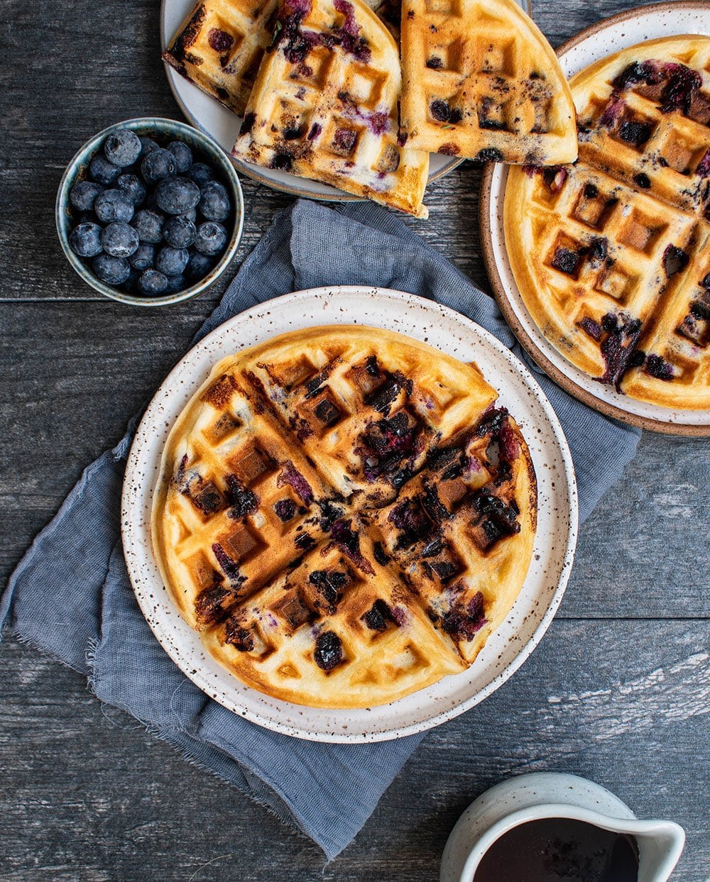 blueberry lemon sourdough waffles