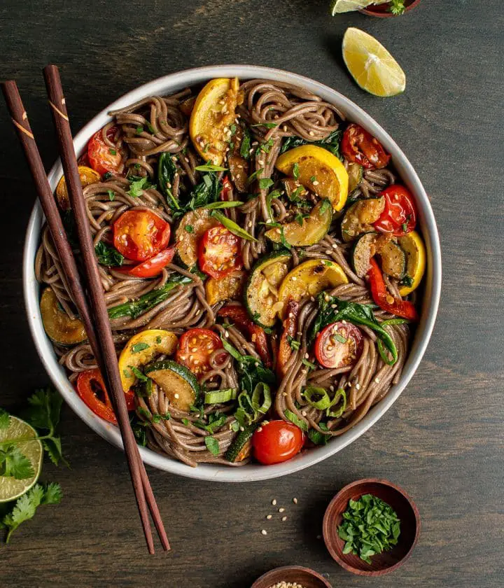 miso lime summer soba noodles