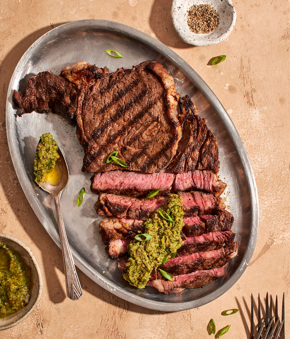 asian steak with scallion walnut sauce