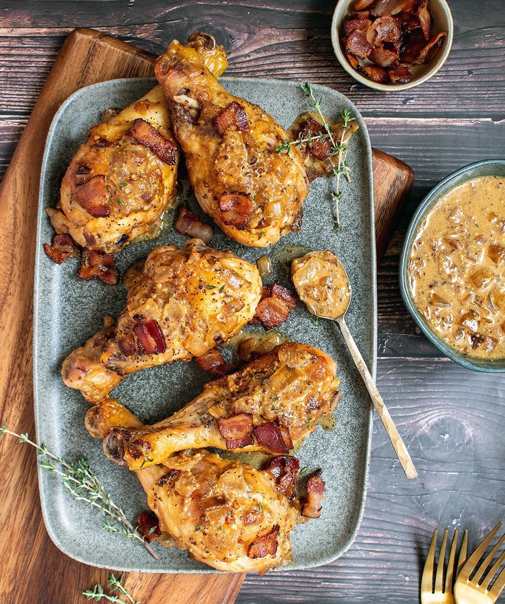 mustard chicken with bacon sauce