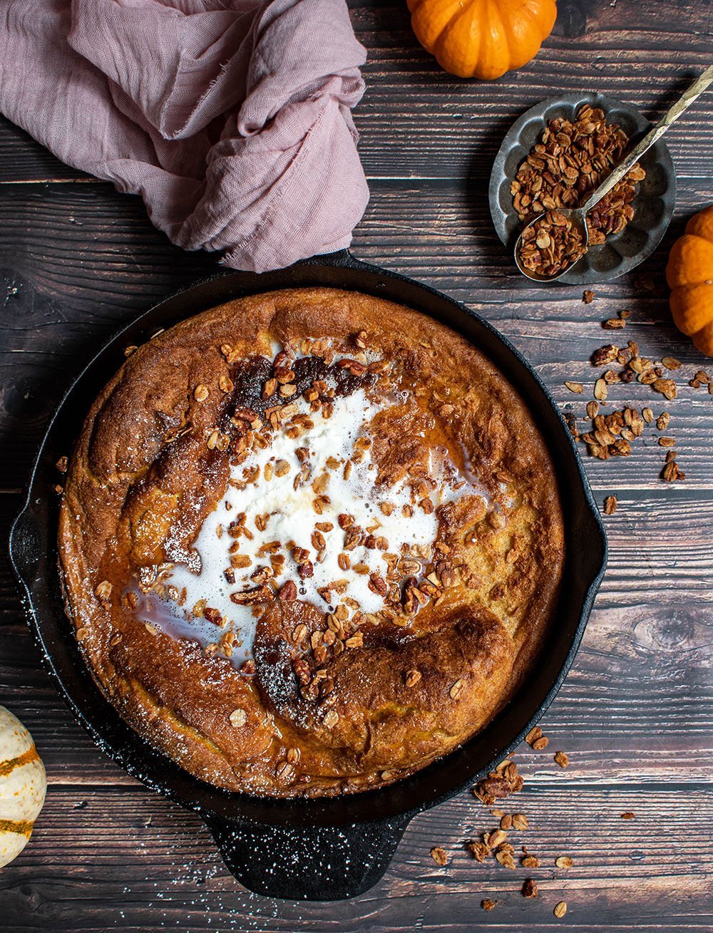 Pumpkin Dutch Baby Cake with Maple Whipped Cream - Cherry on my Sundae