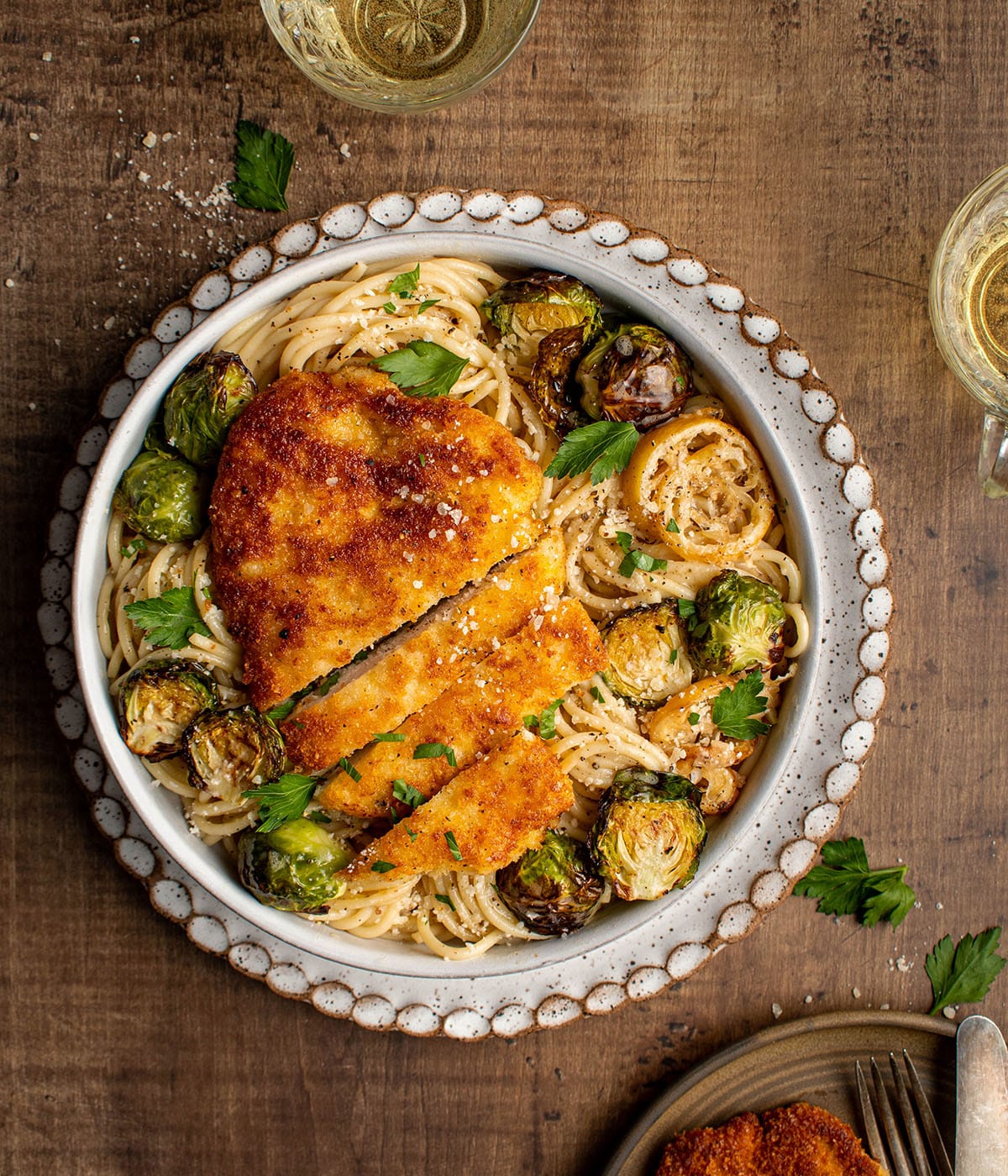 parmesan crusted chicken scampi pasta