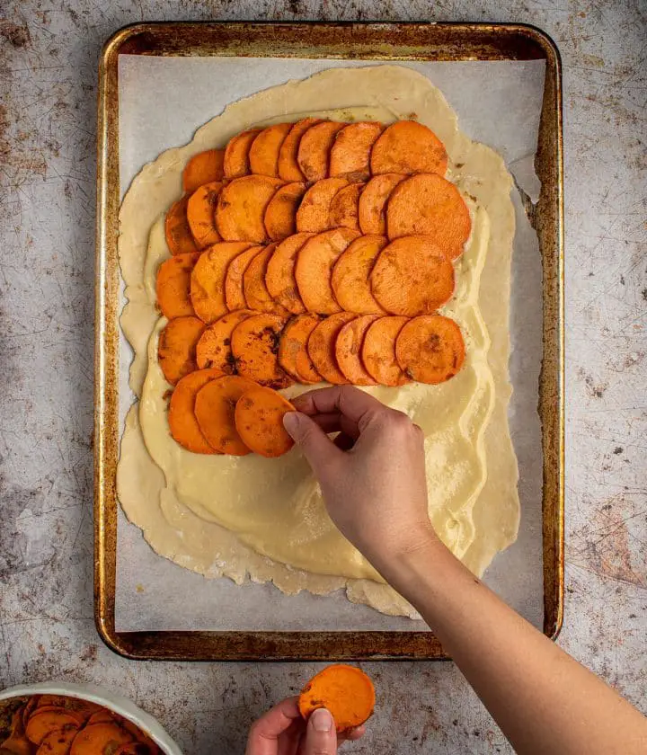 shingle the sweet potatoes