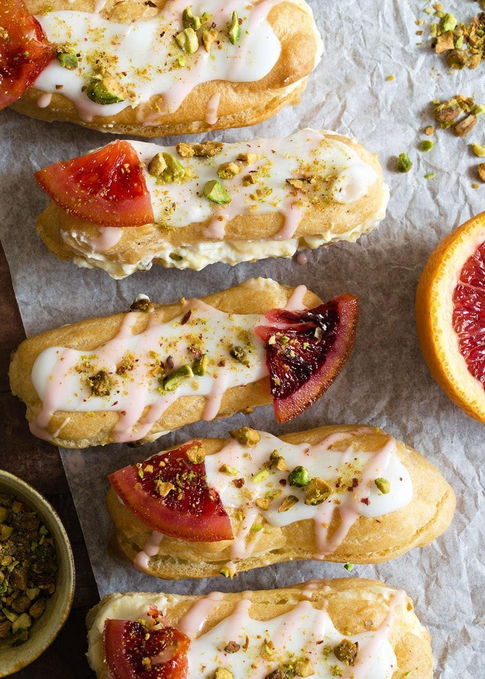 blood orange eclairs