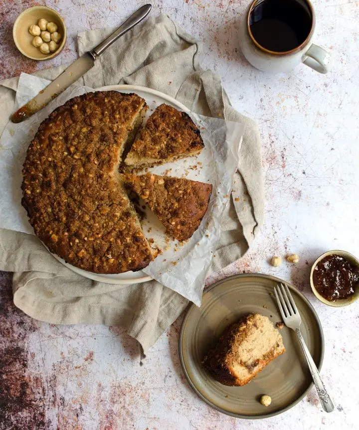 Fig Jam Crumble Cake with Hazelnut Rye Streusel - Cherry on my Sundae