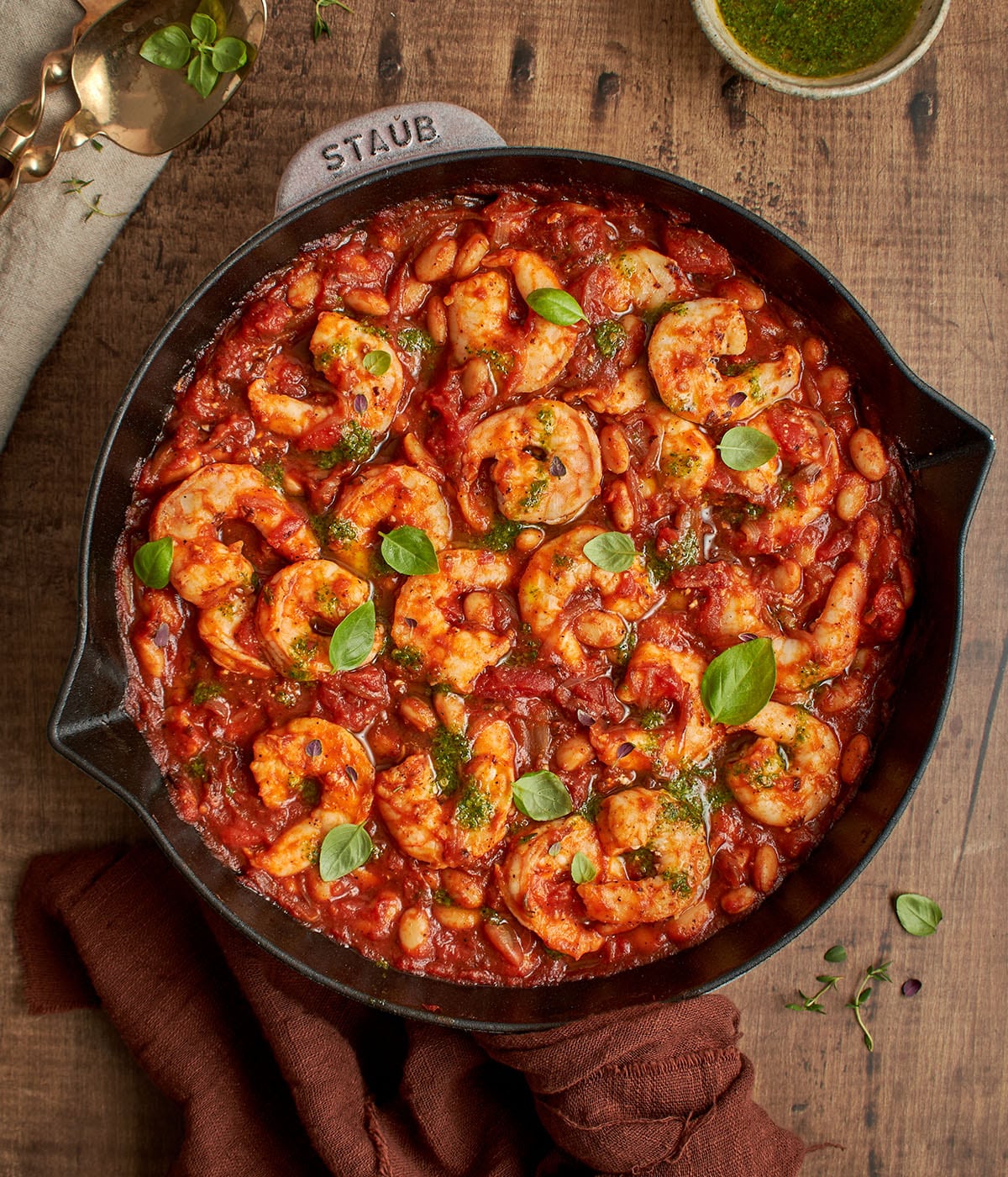 herby shrimp with tomato shallot sauce