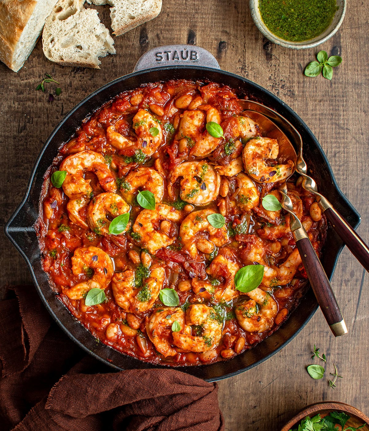 herby shrimp with tomato shallot sauce