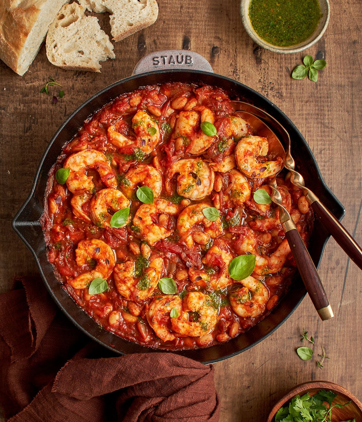 herby shrimp with tomato shallot sauce