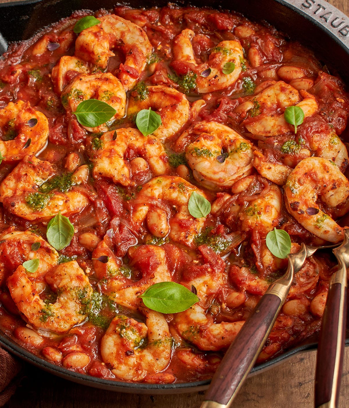 herby shrimp with tomato shallot sauce