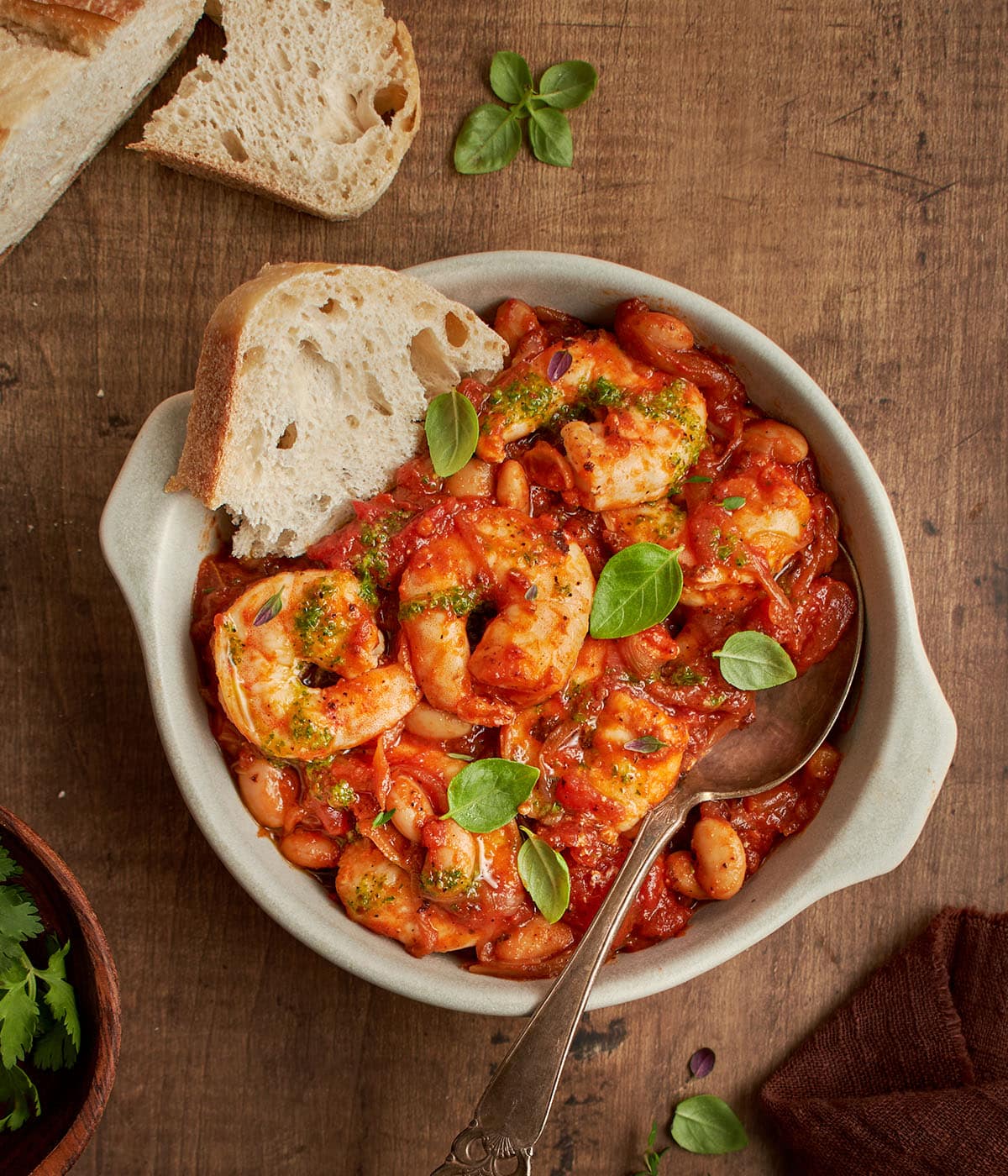 herby shrimp with tomato shallot sauce