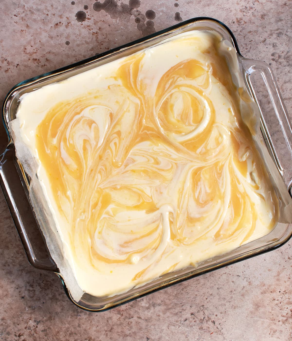 swirl in cheesecake curd