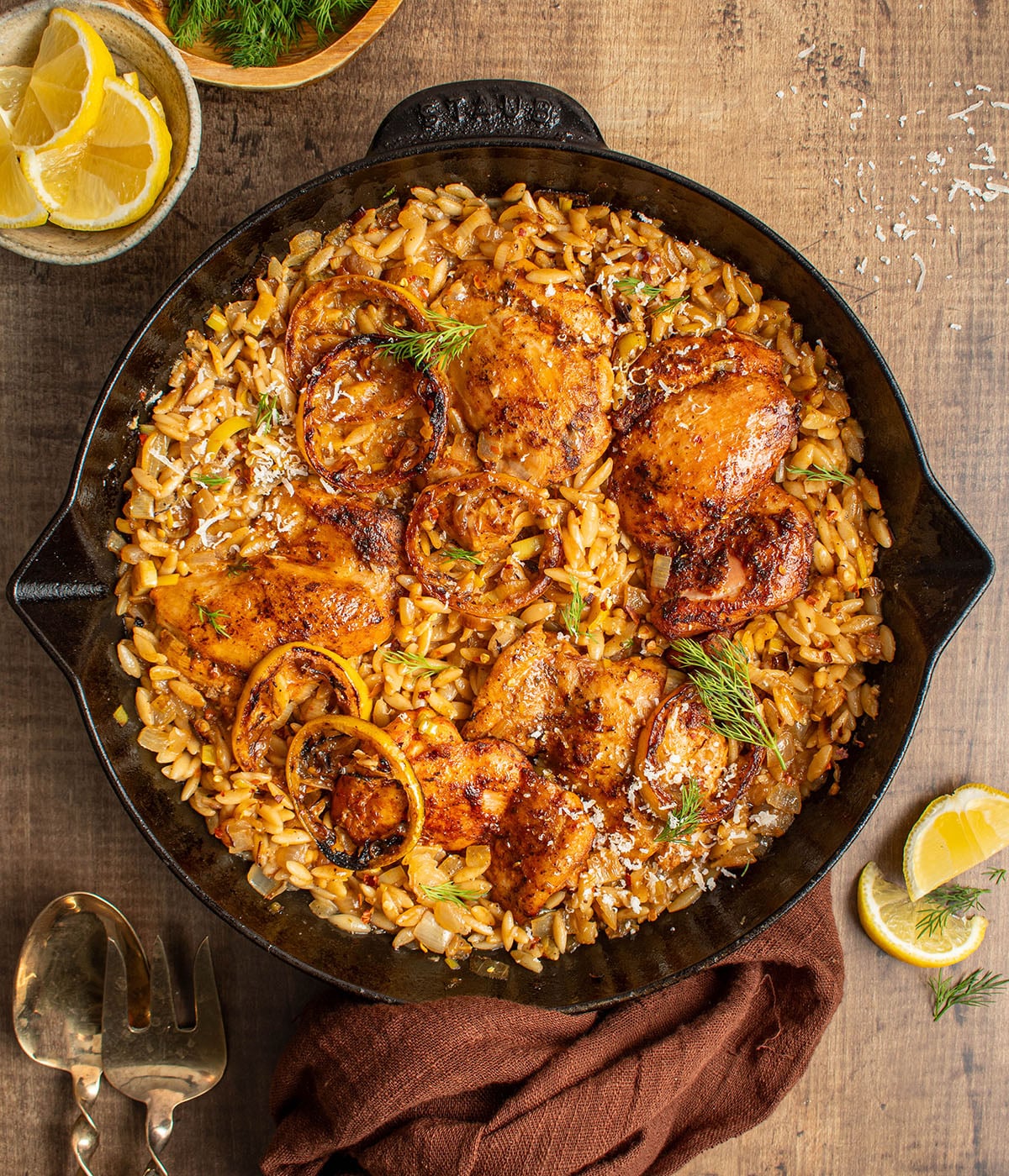 one skillet lemony chicken with orzo