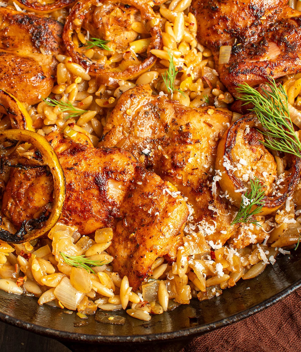 one skillet lemony chicken with orzo