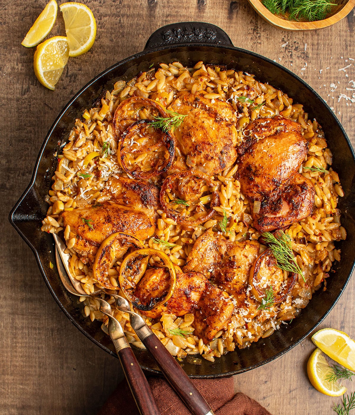 one skillet lemony chicken with orzo