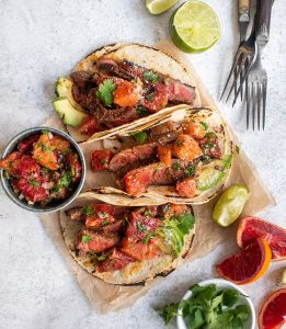 Blackened Steak Tacos with Blood Orange Salsa - Cherry on my Sundae