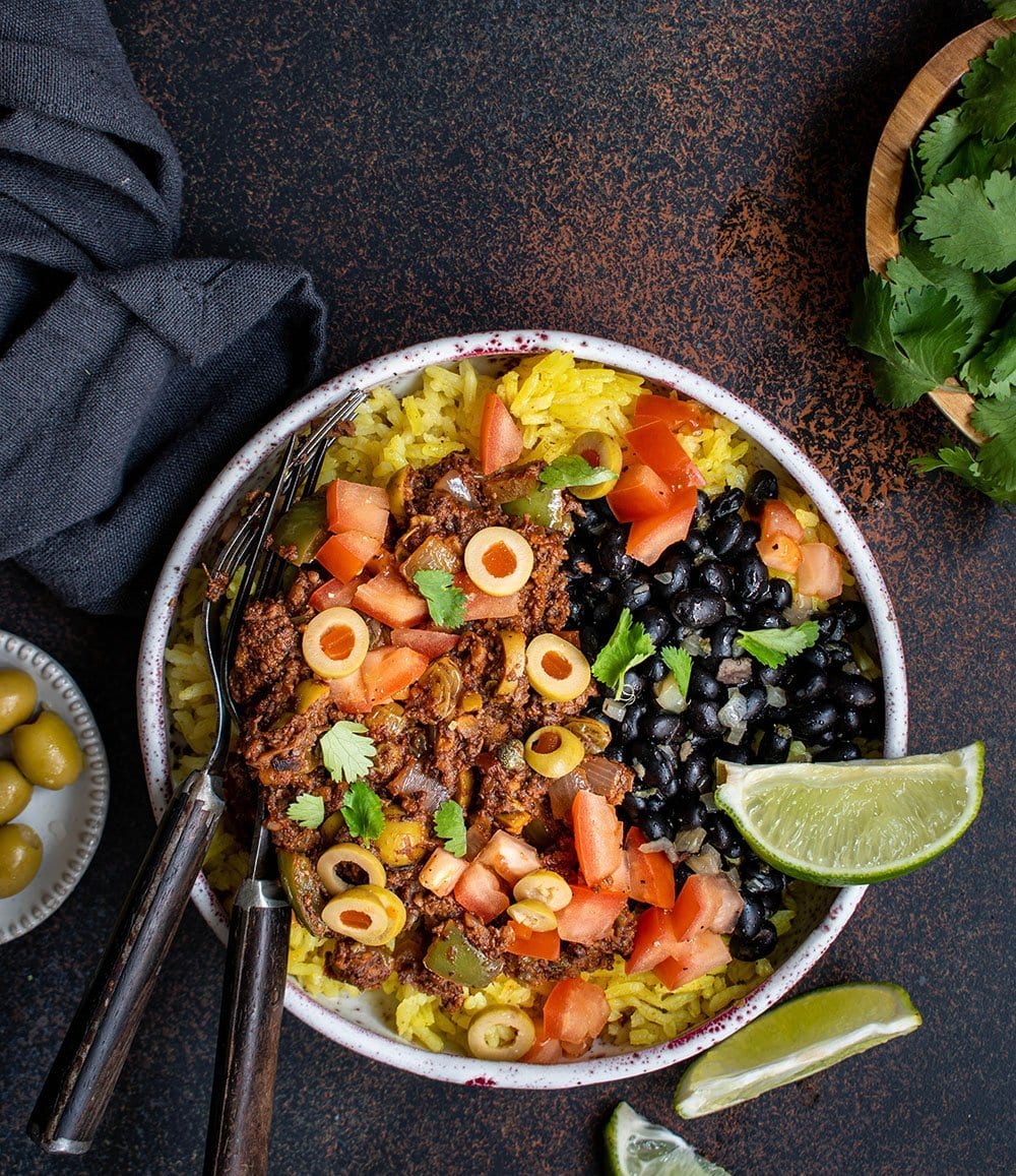 vegetarian picadillo bowls