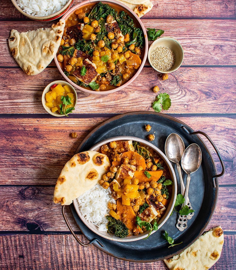 sweet potato lentil halloumi curry