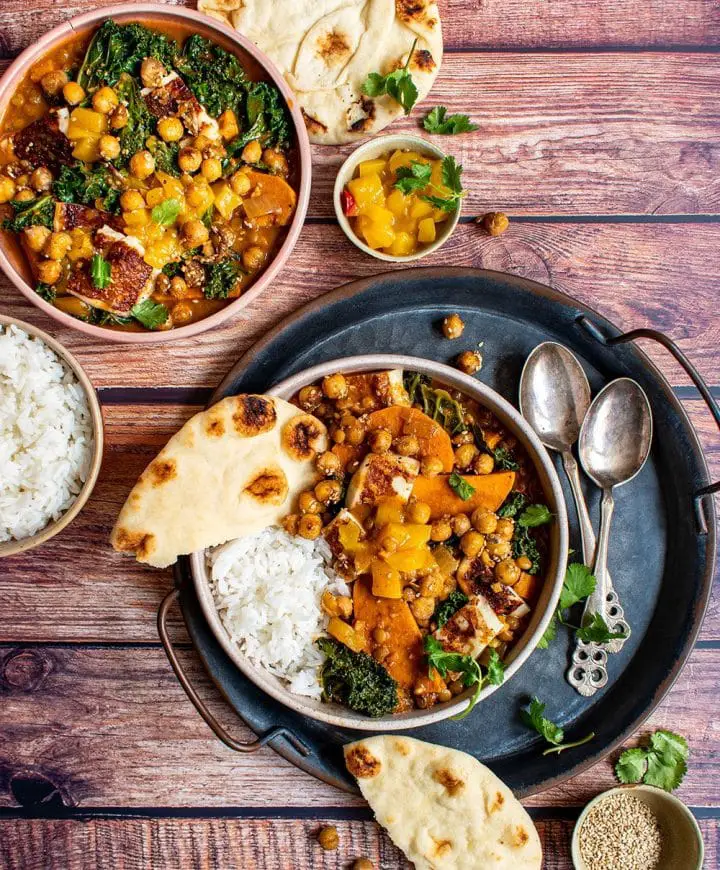 sweet potato lentil halloumi curry