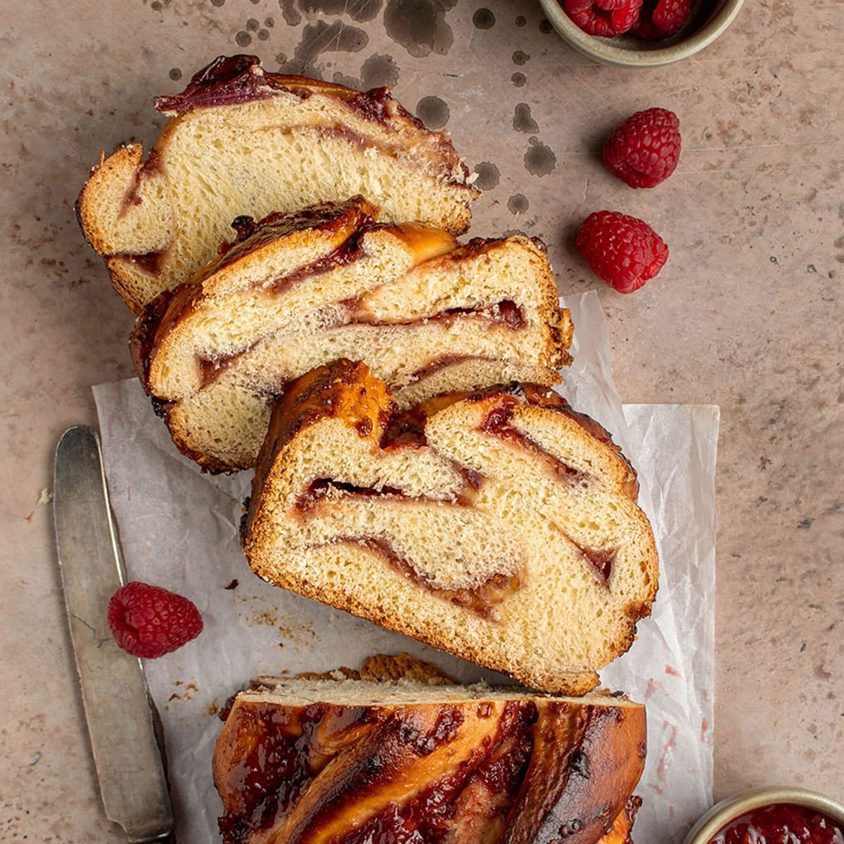 Raspberry Lychee Rose Babka - Cherry on my Sundae