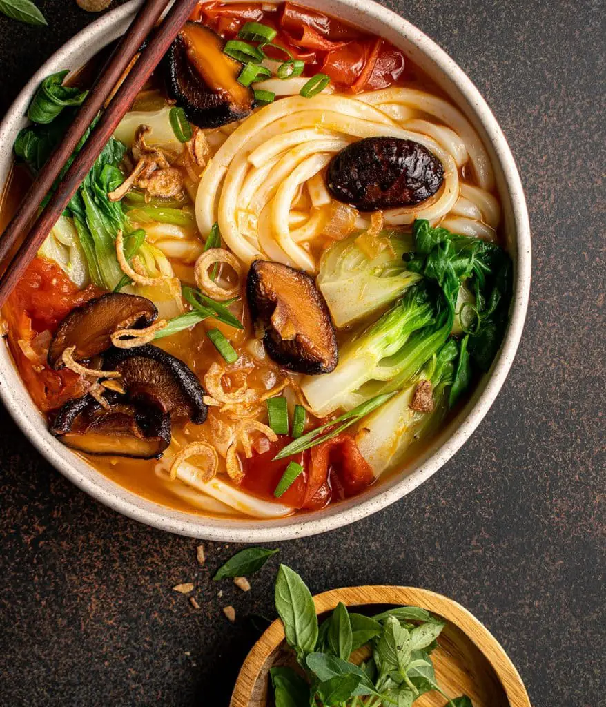 Asian Style Tomato Soup with Udon Noodles - Cherry on my Sundae