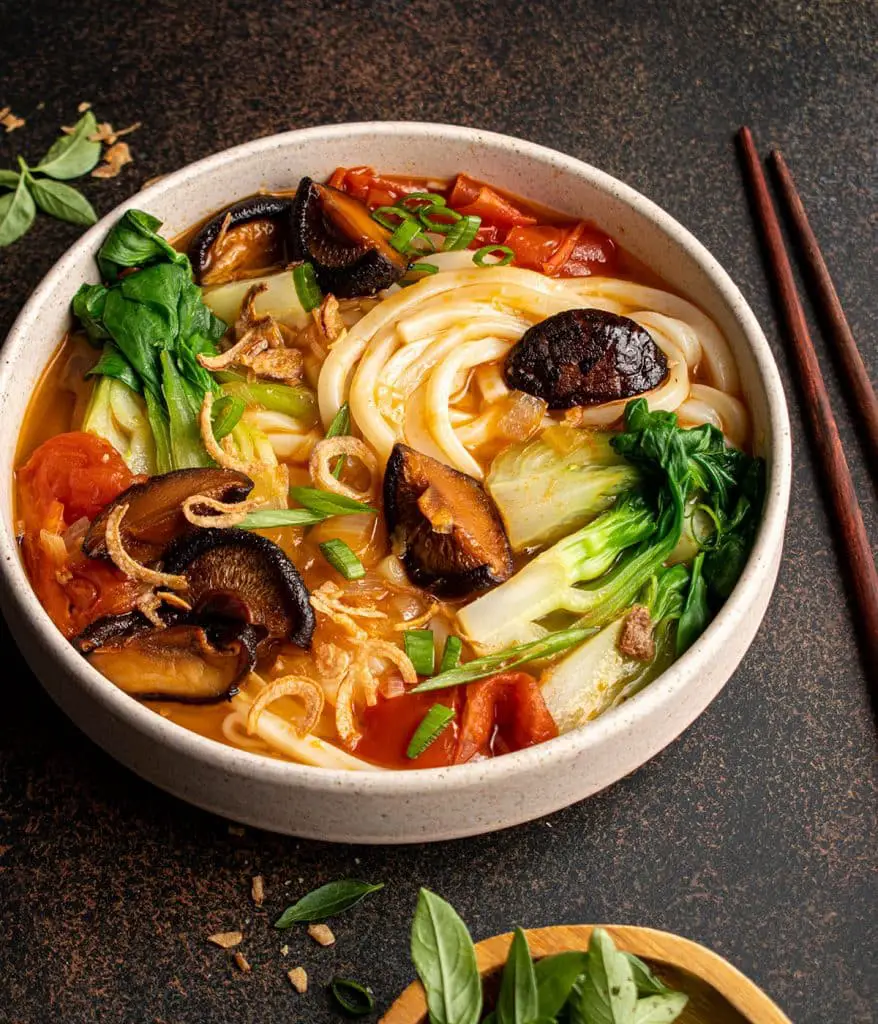 Asian Style Tomato Soup with Udon Noodles - Cherry on my Sundae