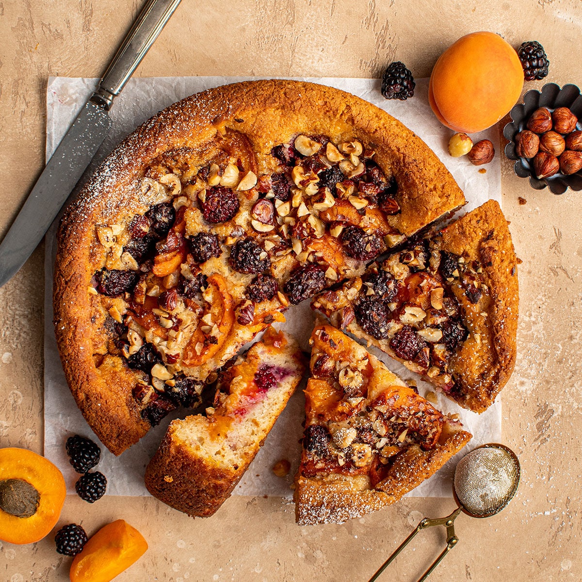 blackberry apricot buckle cake