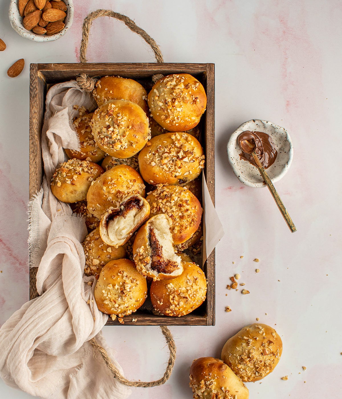 nutella stuffed almond pretzel bites