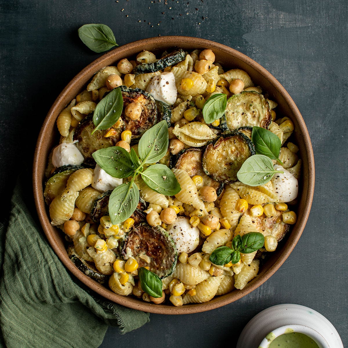 Charred Corn and Zucchini Pasta Salad - Cherry on my Sundae