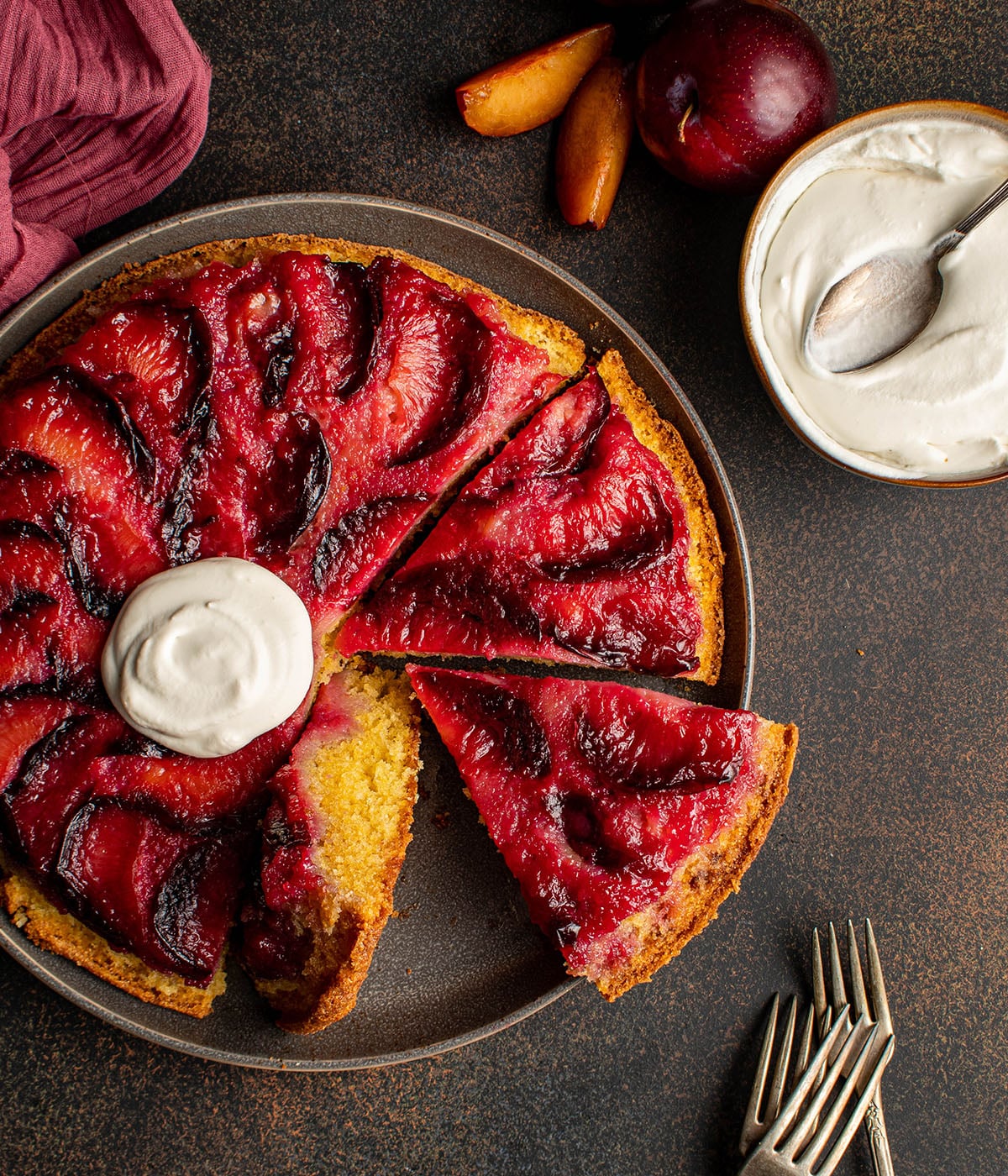 upside down plum lavender gouda cake