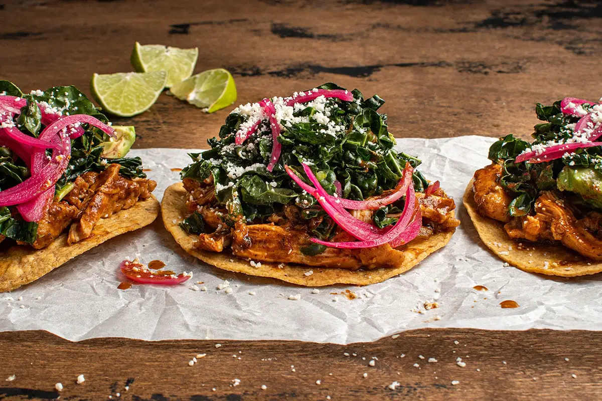 chile chicken tostadas