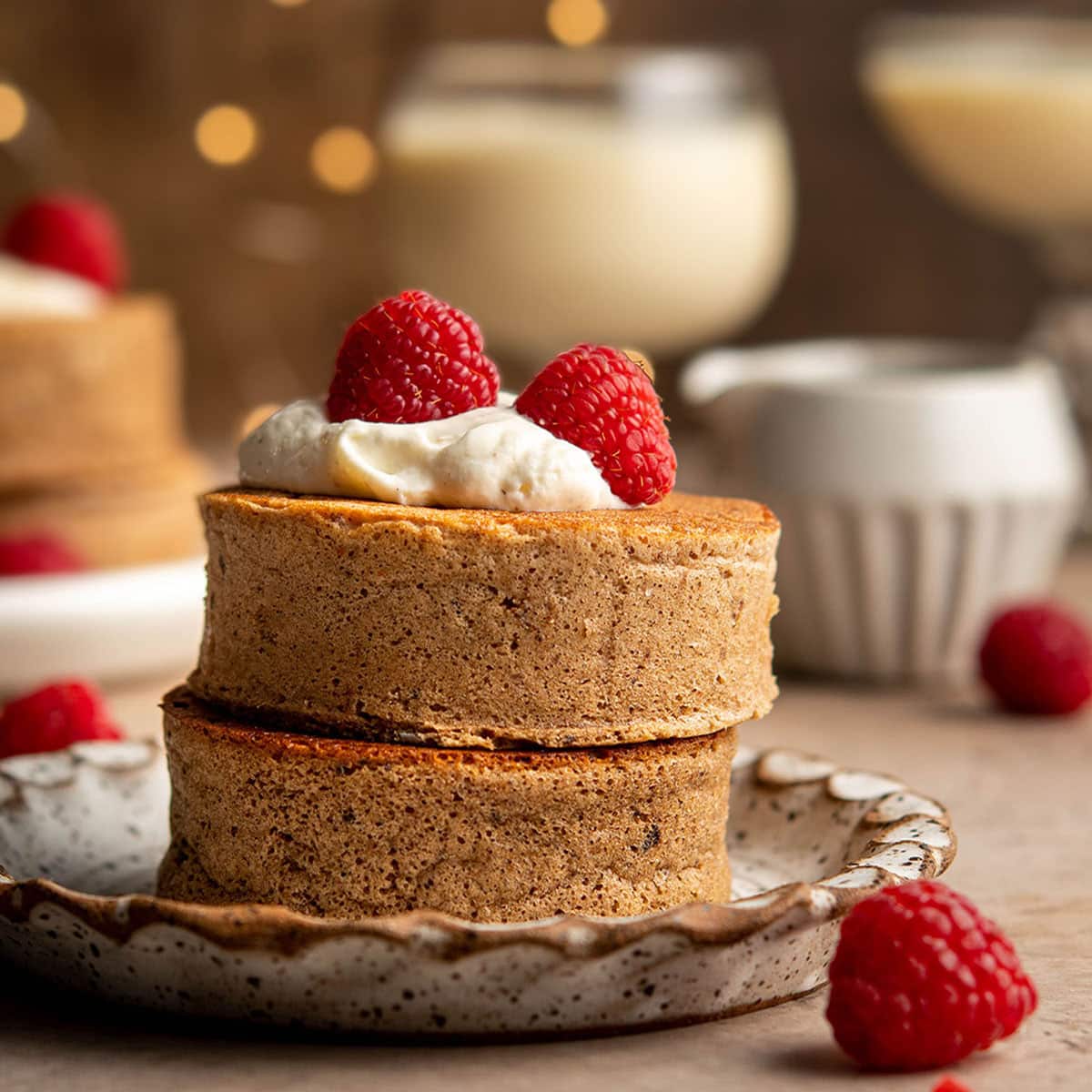 Chocolate Eggnog Souffle Pancakes 