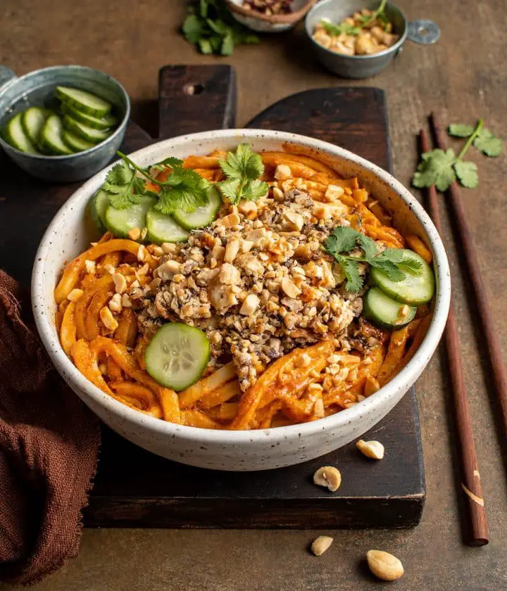 sesame chili udon noodles