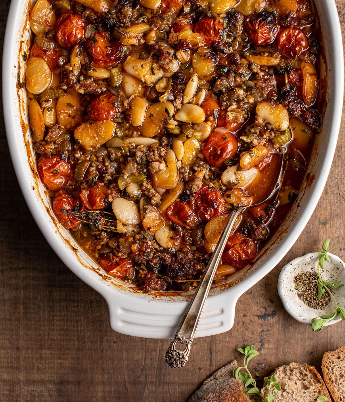 braised butter beans with sausage