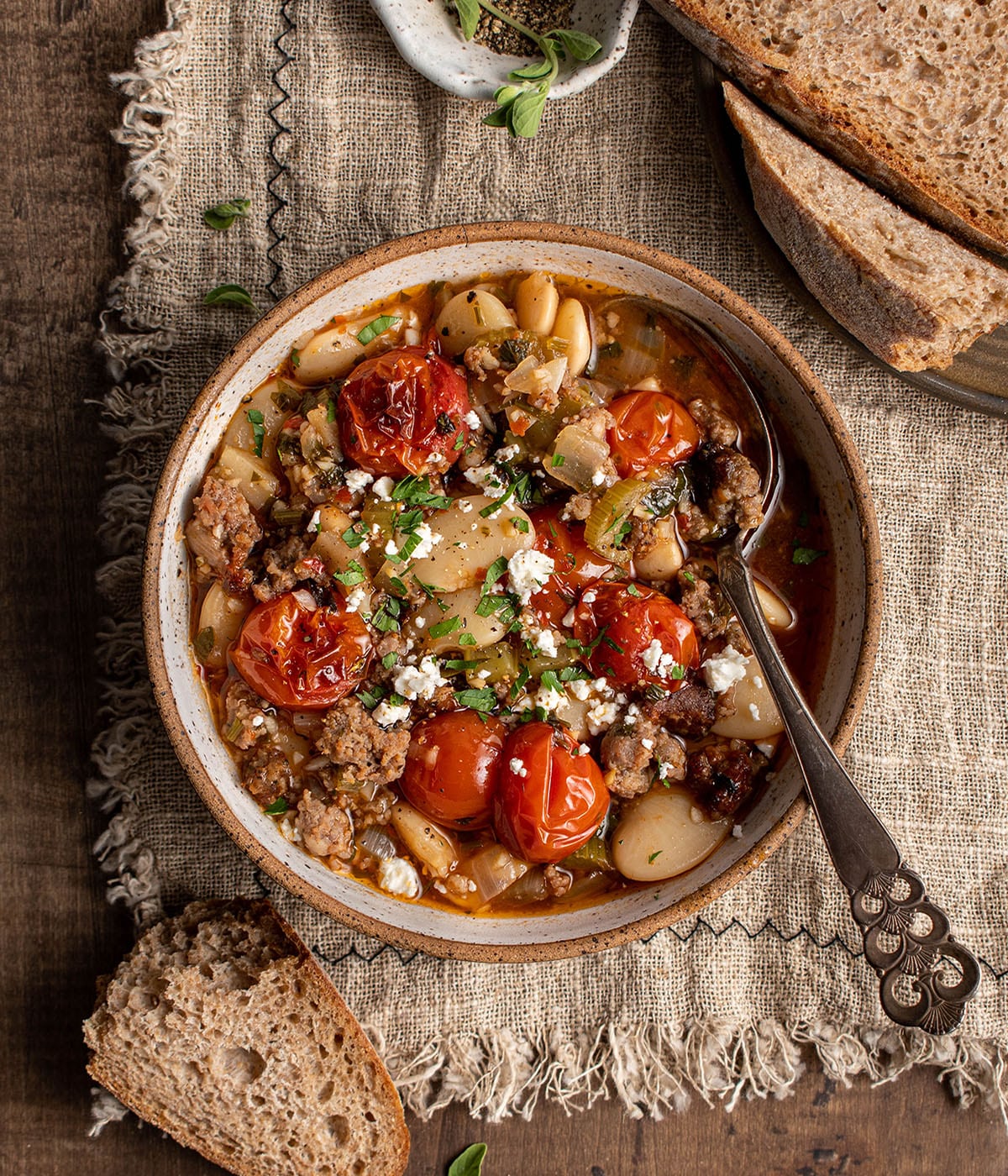 braised butter beans with sausage