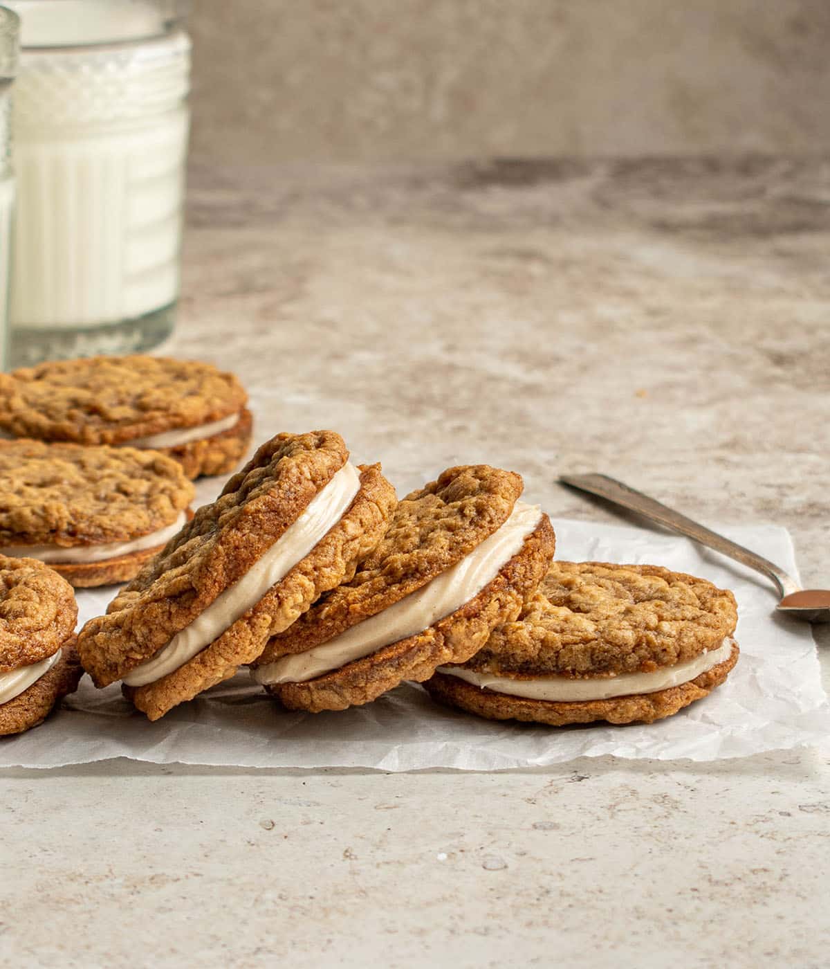 Oatmeal Sandwich Cookies With Apple Cider Caramel Cream Cherry On My Sundae