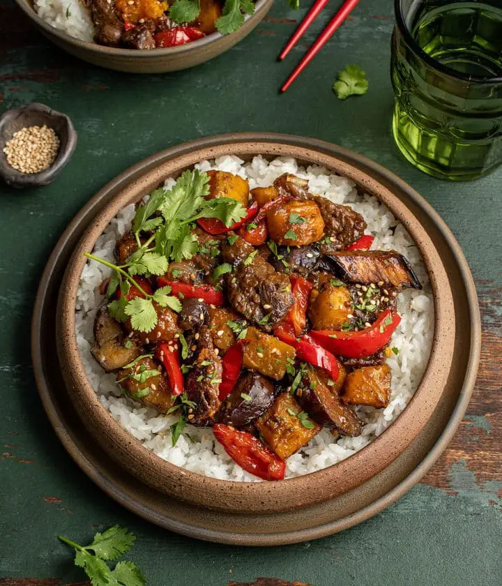 kabocha squash and beef stir fry