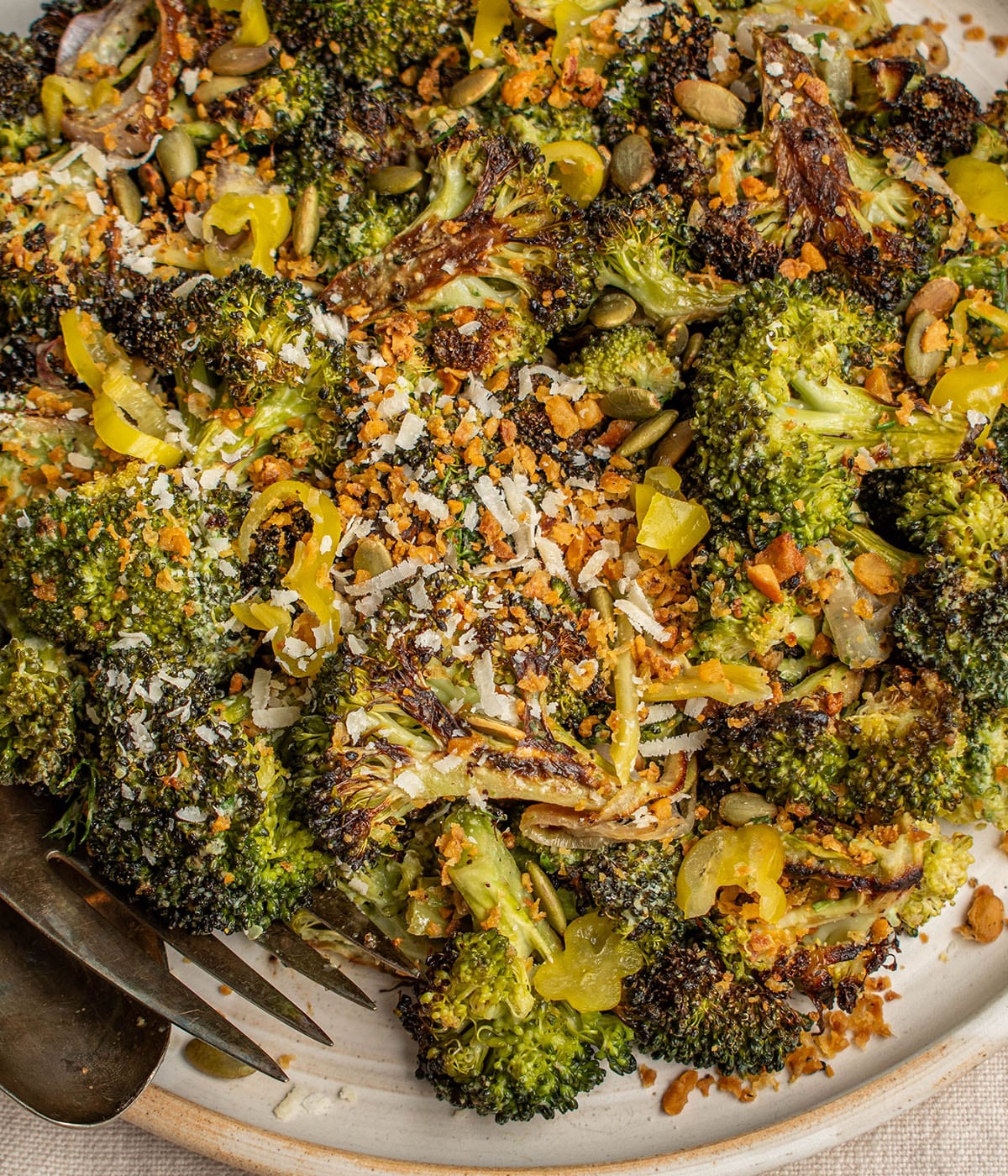 charred broccoli with pesto ranch
