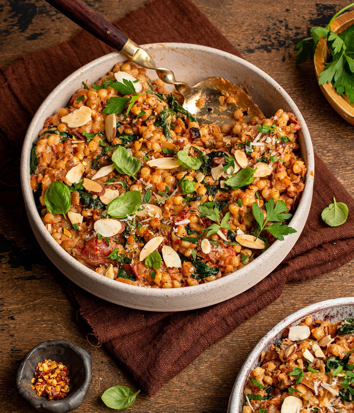 jammy sofrito couscous with ricotta