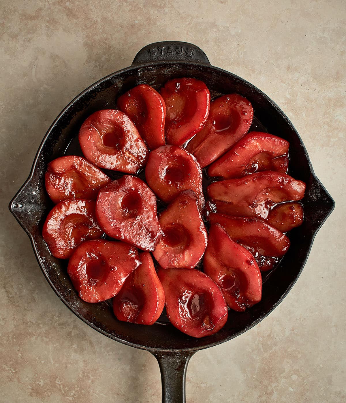 transfer pears to cast iron pan