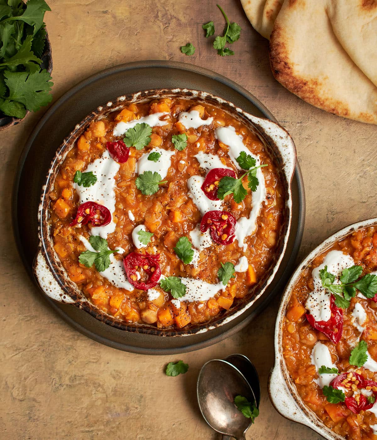 sweet potato and chickpea red lentil dal