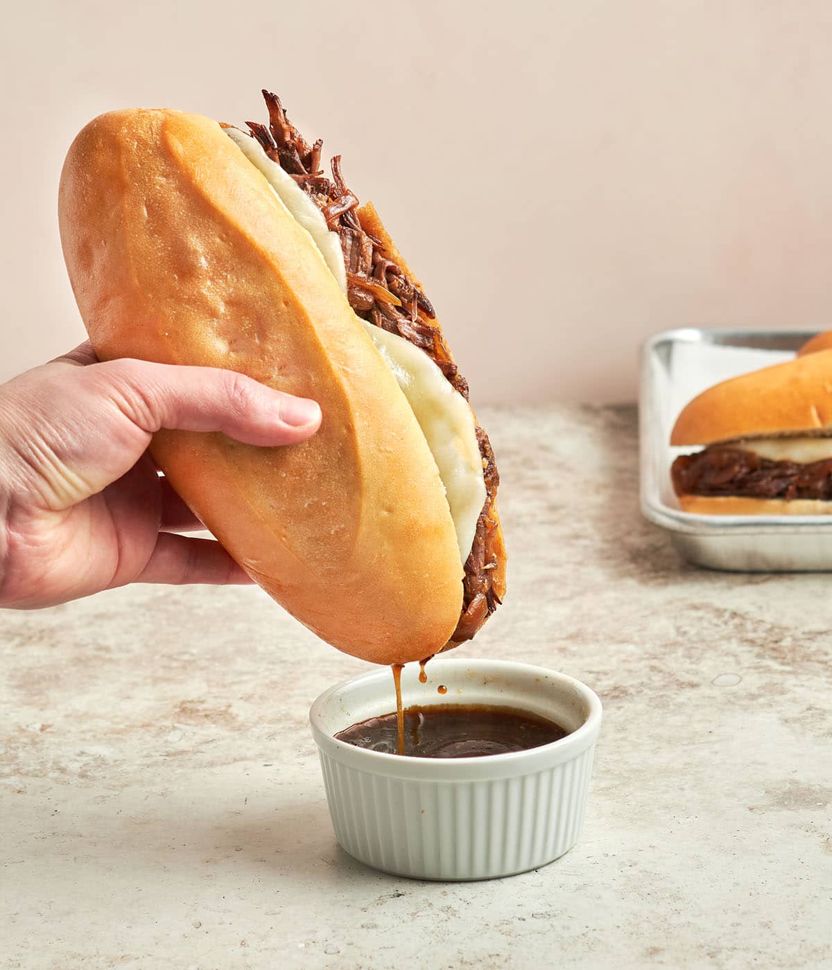 Chinese braised beef dip sandwich