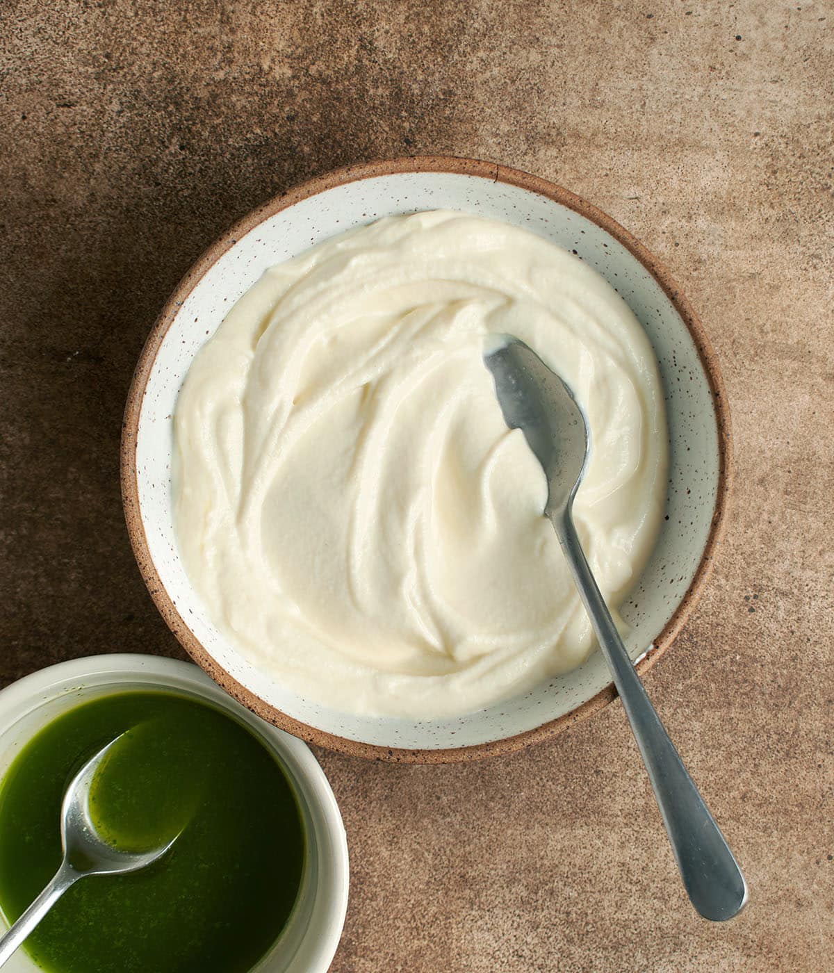 whipped ricotta and strained basil oil