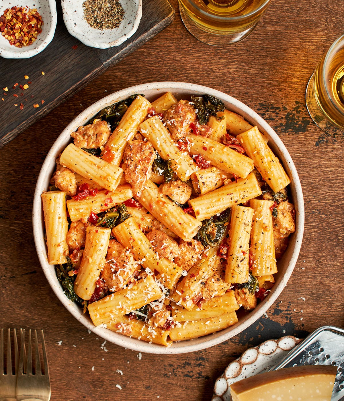 Creamy Sun Dried Tomato Pasta With Blackened Chicken Cherry On My Sundae