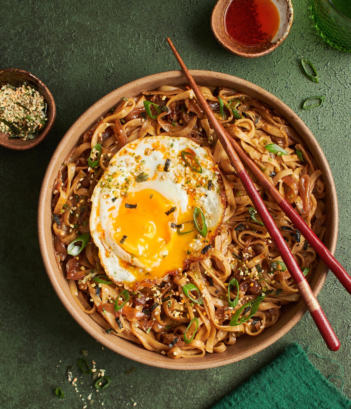 miso caramelized onion noodles